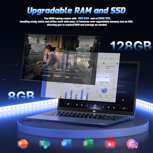 15.6" FHD IPS Laptop, 8GB RAM 128GB SSD, 13th Gen Intel N150 P450