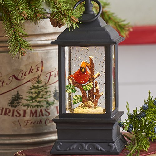 Cardinal Lighted Snow Globe Lantern by RAZ Imports, 9.5 Inch B608059