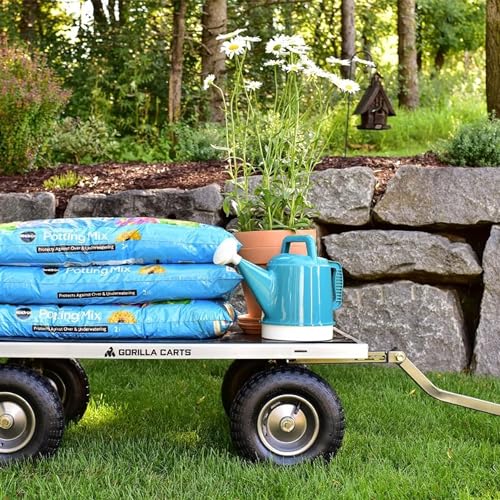 Gorilla Carts Steel Utility Wagon with Removable Side Panels, 1000 lb Capacity, Gray U674568