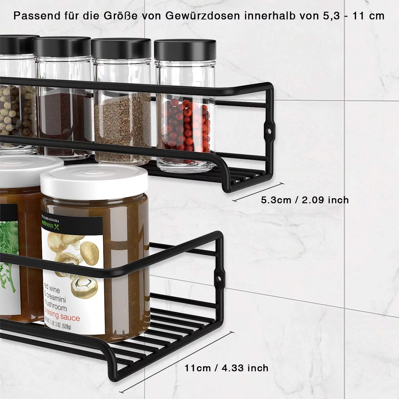 Koovon Spice Rack Organizer 4 Tier Wall Mount for Cabinet P729482