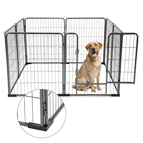 Dog Playpen Indoor & Outdoor Foldable Metal Pet Exercise Fence Pen with Door Gate,Dog Kennels for Small/Medium/Puppy Dogs,Rabbits (8 Panels, 39 Inch)…