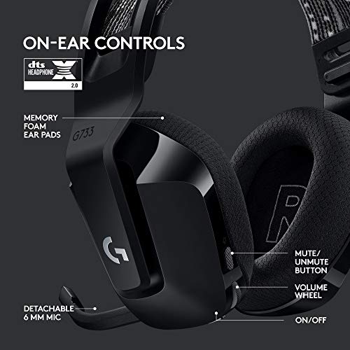 Logitech G733 Lightspeed Wireless Gaming Headset – Black, PC, PS5, PS4, Switch F9206