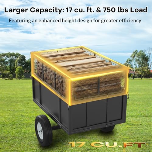Heavy Duty Utility Trailer 750lbs Capacity 17 Cu. Ft. ATV Dump Trailer with Removable Sides Q9722