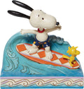 Enesco Jim Shore Peanuts Snoopy and Woodstock Surfing Figurine, 5.5 Inch, Multicolor