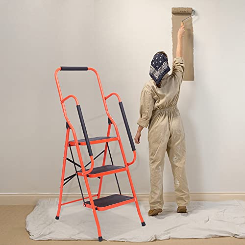 LUISLADDERS 2 Step Ladder with Handrails, Anti-Slip Pedal, 500lbs, Black S431855