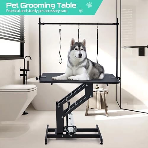 Hydraulic Dog Grooming Table for Pet, Heavy Duty, 350Lbs Load, White G6456