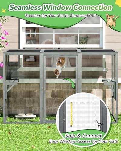 Catio Outdoor Cat Enclosure Weatherproof Wooden Grey Q380854