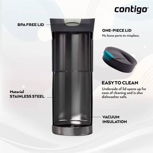 Contigo Byron Snapseal Travel Mug, Stainless Steel, 590ml, Black I34141
