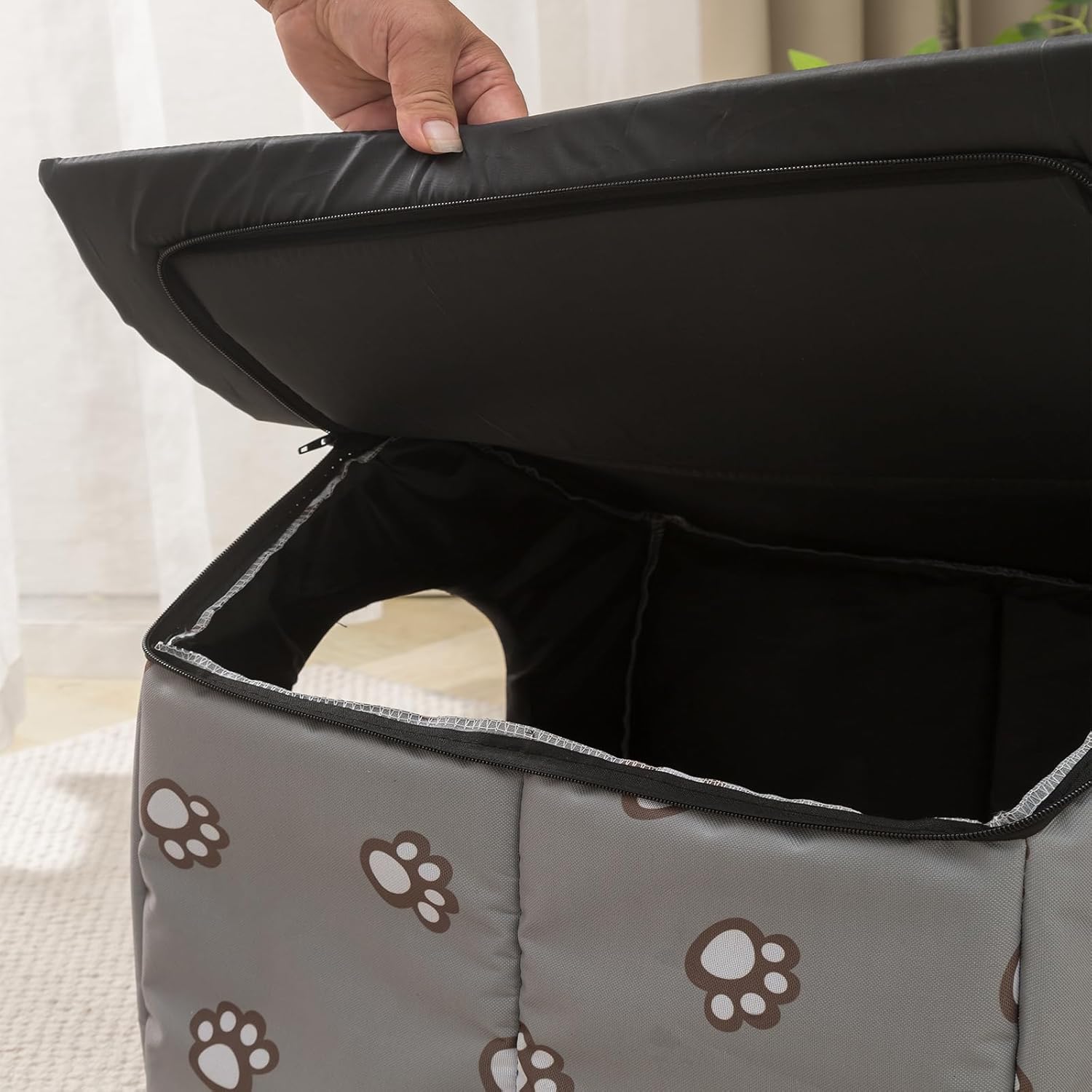 Weatherproof Insulated Cat House for Outdoor Cats (Grey, Large) J164354