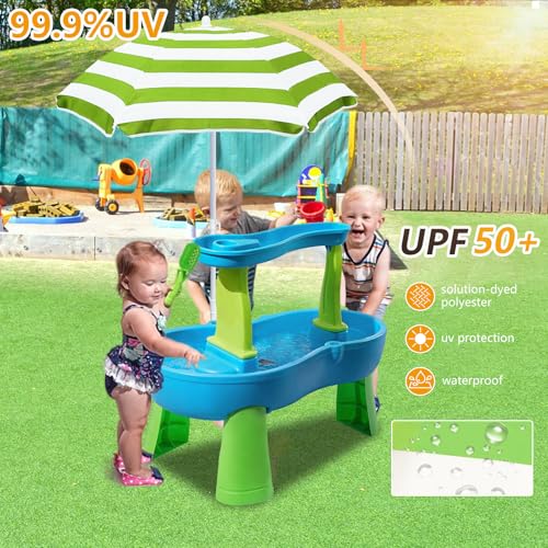 Kids Water Table Cover Outdoor Play Heavy-Duty 600D Waterproof Blue Q47935