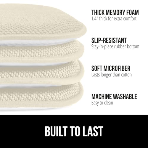 GORILLA GRIP Slip Resistant Chair Cushions, Memory Foam, Set of 2, Beige W525