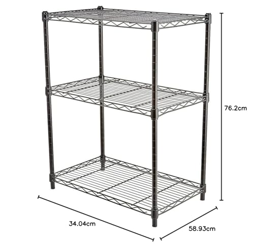Amazon Basics 3-Shelf Adjustable Steel Wire Rack Storage Shelving, Chrome D243