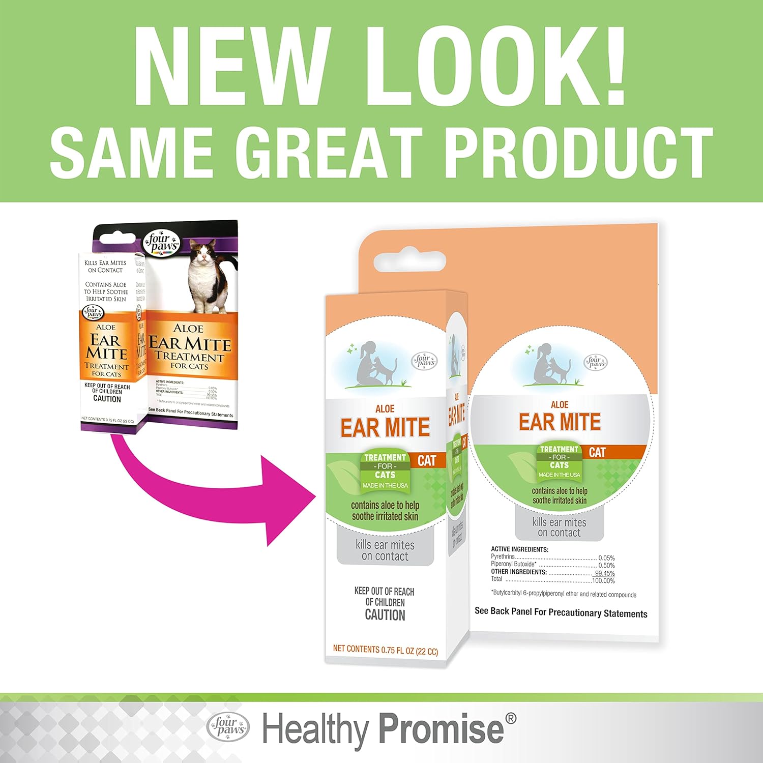 Four Paws Healthy Promise Aloe Ear Mite Treatment for Cats E174