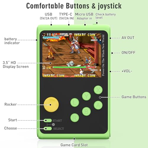 Retro Handheld Game Console with 5000 Classic Games, 3.5-Inch IPS Screen B4625