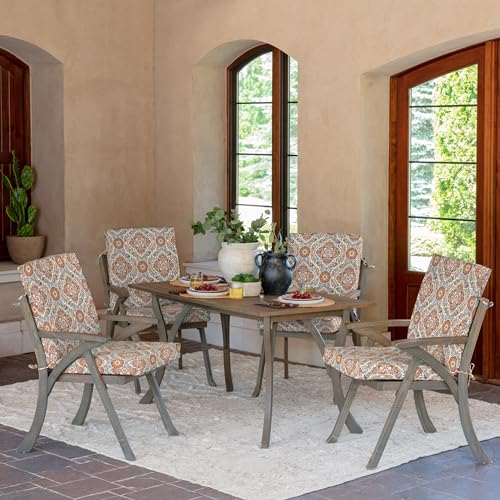 Arden Outdoor Dining Chair Cushion, 20 x 20, Rain-Proof, Peacock Blue Green Texture J4105