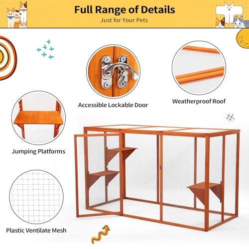 Catio Outdoor Cat Enclosure Weatherproof Wooden Grey Q380854
