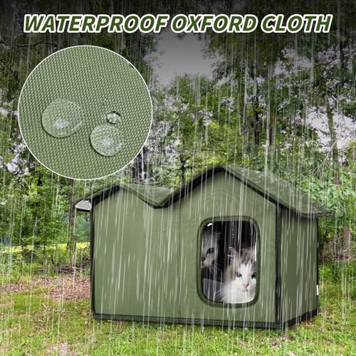 2THESTARS Outdoor Cat House Waterproof Insulated Shelter with Removable Washable Cover Z56840