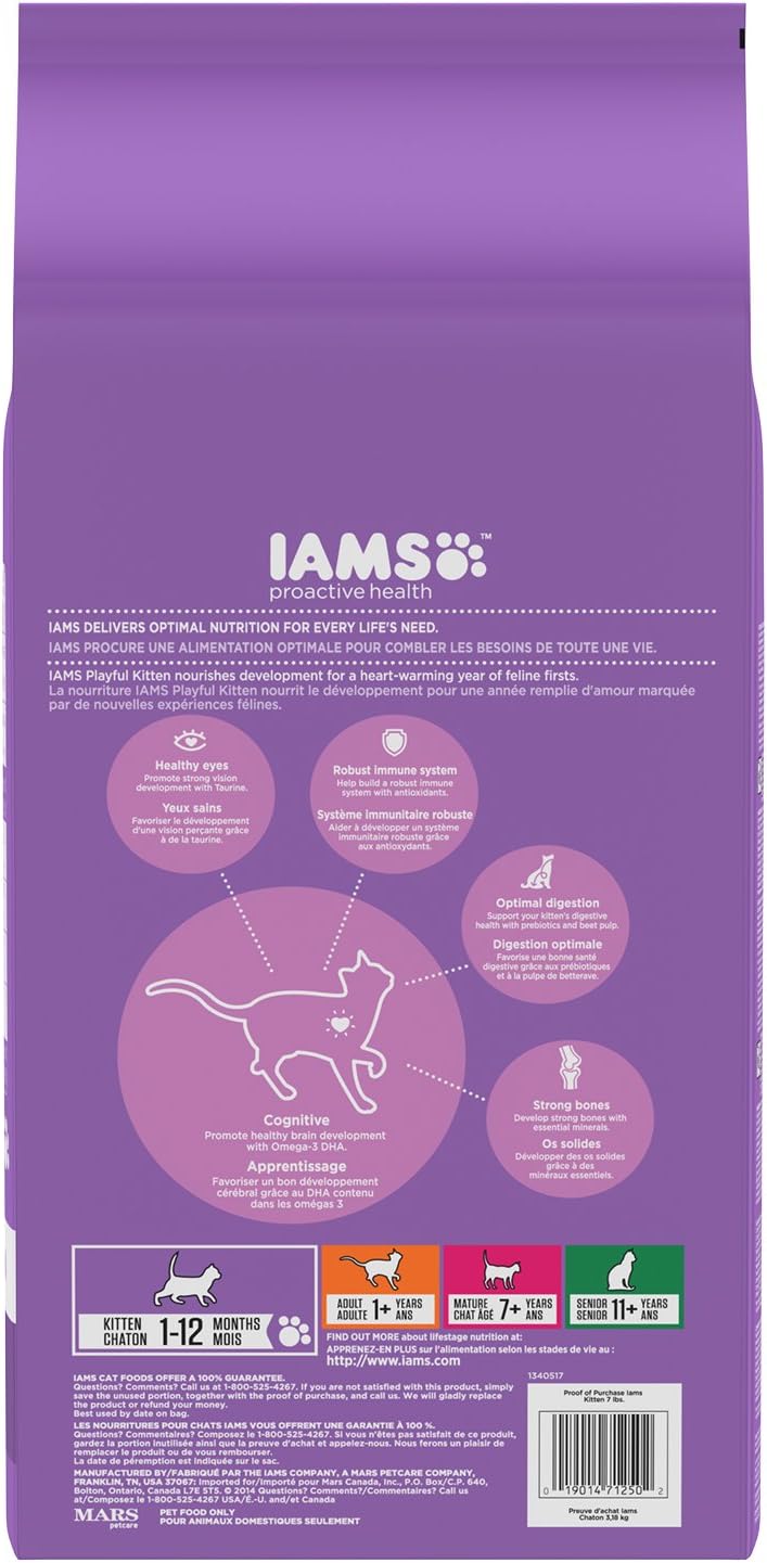 Iams Proactive Health Healthy Kitten Dry Cat Food with Chicken, 7 lb. Bag Z59455
