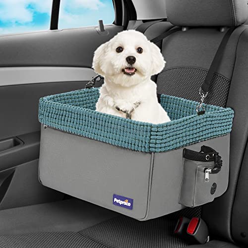 Pet Car Seat for Small Dogs & Cats 20lbs, Deluxe Dog Booster Seat with Clip-On Adjustable Leash, Portable Puppy Car Seat for Front & Rear Seat