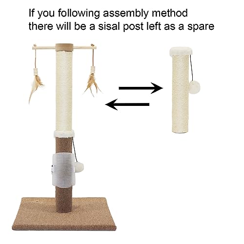 Cat Scratching Post Sisal Vertical Scratcher for Indoor Cats, 26 Inches Beige E240