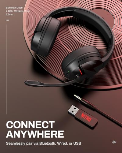 acer Wireless Gaming Headset for PS5, PC, Switch, Bluetooth 5.3, Noise Canceling Mic, Black X39806