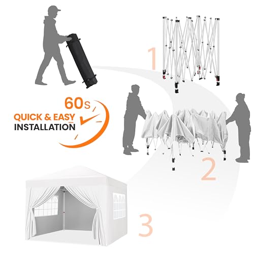 Yaheetech 10x10 Pop Up Canopy with 4 Removable Sidewalls, White F109731