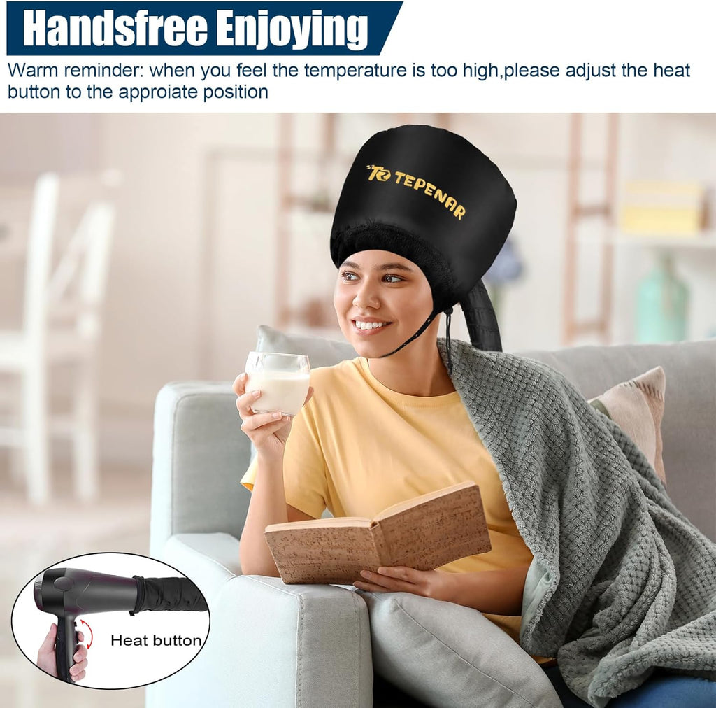 Extra Large Hair Dryer Bonnet Attachment with Soft Adjustable Hood O366300