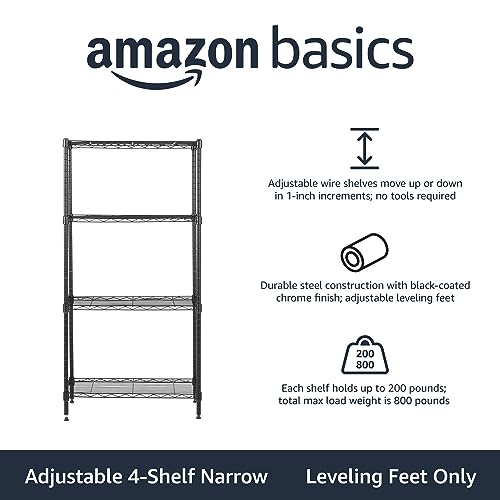Amazon Basics 3-Shelf Adjustable Steel Wire Rack Storage Shelving, Chrome D243