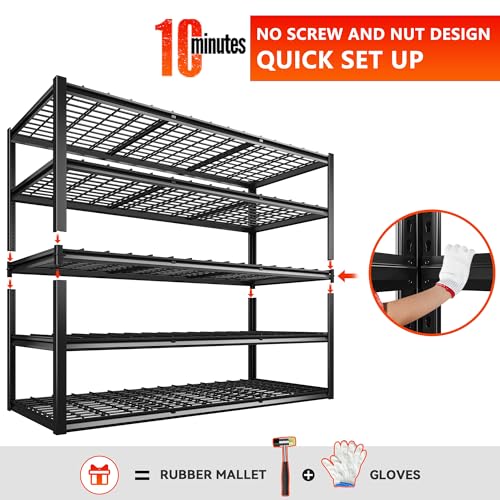 REIBII 60" W Garage Shelving Heavy Duty Metal Storage Shelves L4095