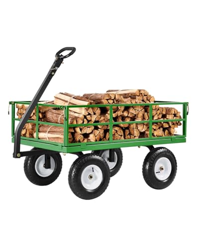 VEVOR 900 Lbs Heavy Duty Steel Garden Cart with 10" Tires and Removable Sides J262