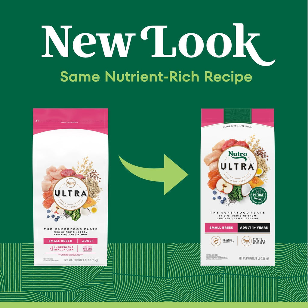 NUTRO ULTRA Adult Small Breed High Protein Dry Dog Food, Chicken, Lamb & Salmon, 8 lb. Bag G326