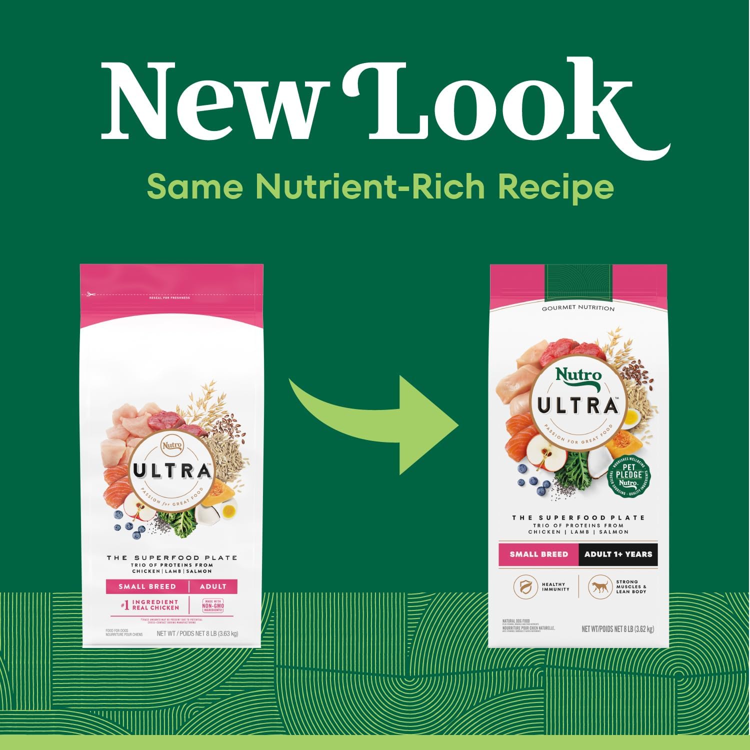 NUTRO ULTRA Adult Small Breed High Protein Dry Dog Food, Chicken, Lamb & Salmon, 8 lb. Bag G326