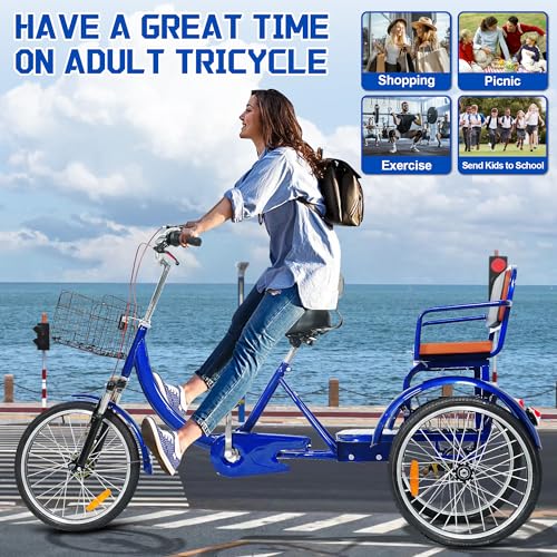 MOOITZ Adult Tricycle 20 Inch 3-Wheel Low Step-Through Cruiser Bike with Baskets X437