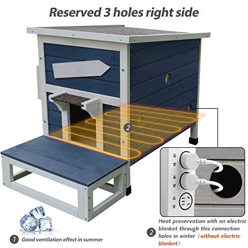 Rockever Outdoor Cat House, Large Wooden Weatherproof Shelter with Escape Door Z2462