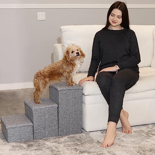 Collapsible Dog Stairs by Tidy Niches for Small Dogs, Grey D92538