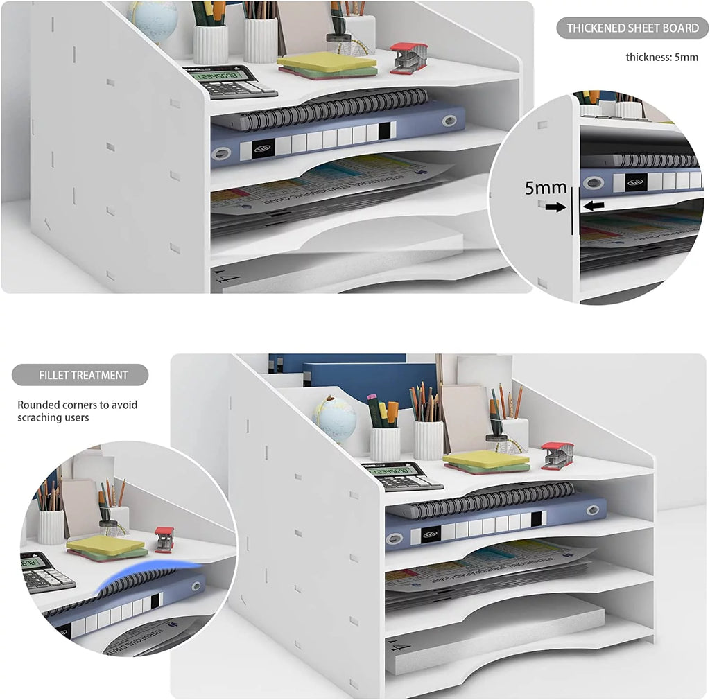 Natwind File Sorter Paper Organizer for Desk Letter Tray Holder, White F14571