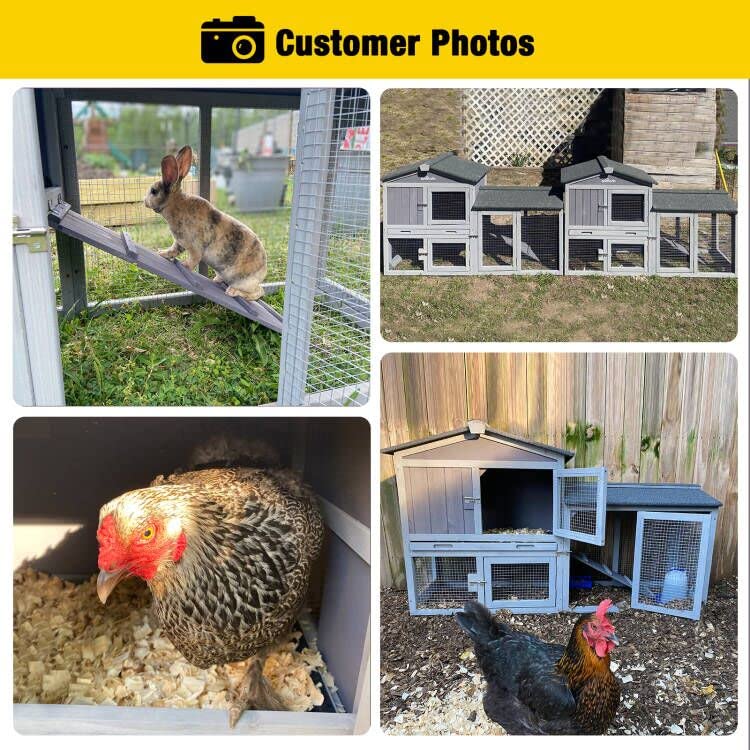 Aivituvin Rabbit Hutch Chicken Coop with Run Waterproof Roof Outdoor K77210