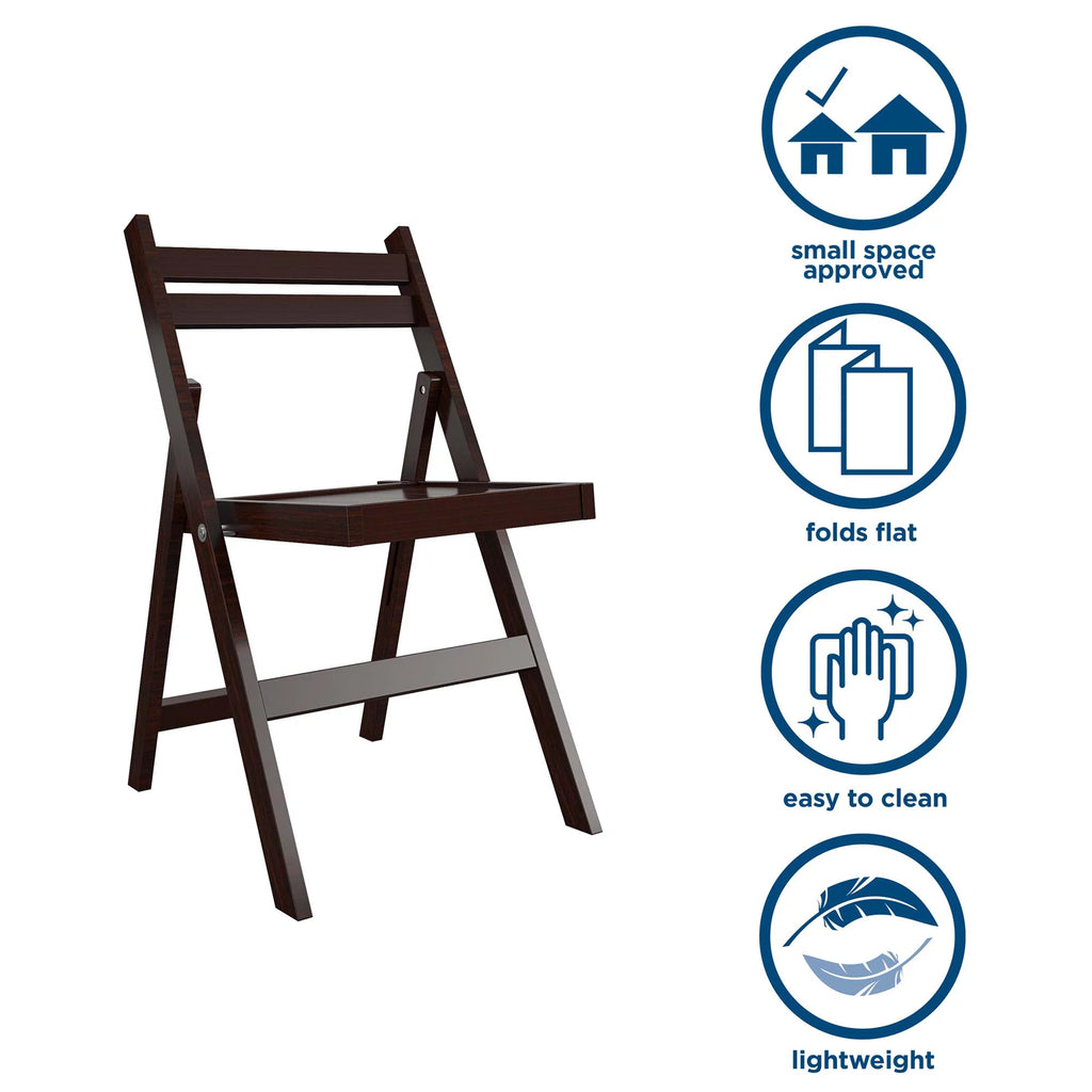 COSCO XL Folding Wood Chair, Dark Mahogany, 2-Pack S440
