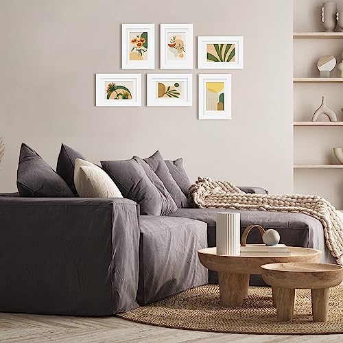 Egofine 8x10 Picture Frames Set of 6, Solid Wood with Plexiglass, White T6319