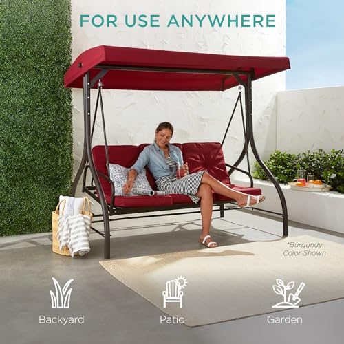 Best Choice Products 3-Seat Outdoor Canopy Swing Glider with Adjustable Shade, Midnight Green A10932