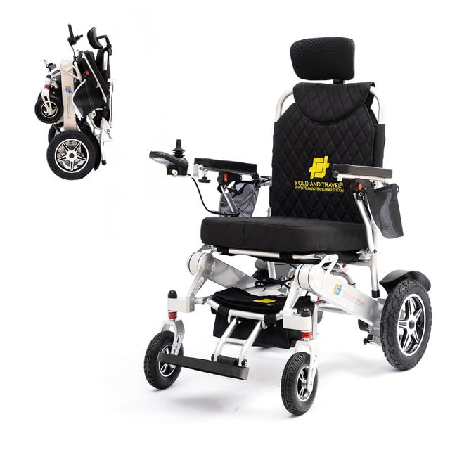 Lightweight Foldable Electric Wheelchair for Seniors and Adults, Blue Seat D193