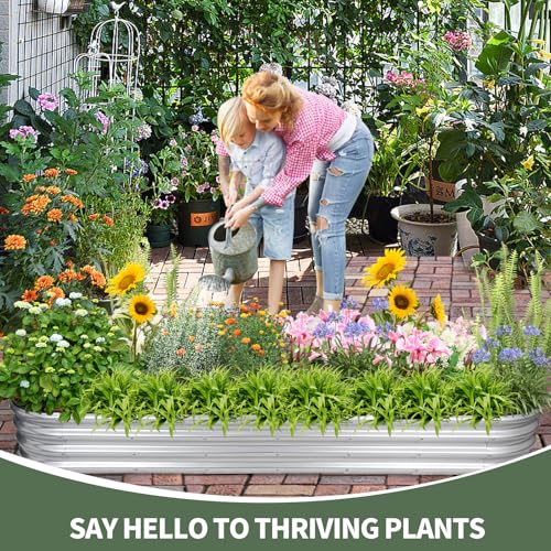 1MORE Galvanized Raised Garden Bed 4x2x1.4ft Metal Planter Box Outdoor D509