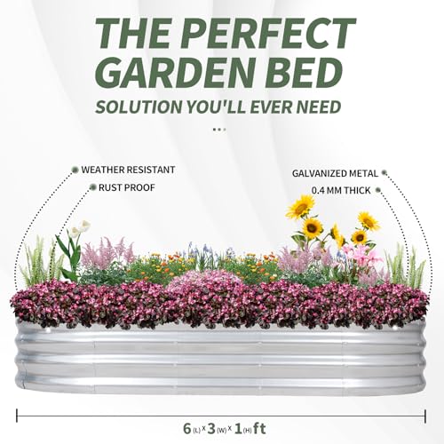 1MORE Galvanized Raised Garden Bed 4x2x1.4ft Metal Planter Box Outdoor D509