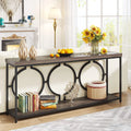 Tribesigns 70.9" Extra Long Console Table, Behind Sofa Couch, 2 Tier Entryway Table for Living Room Hallway, Rustic Brown & Black