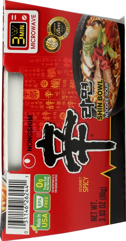 Nongshim Shin Big Bowl Noodle Soup, Gourmet Spicy, 3.03 oz (24 Count) Q821547