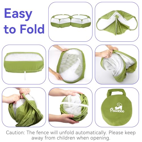 Pawaboo Small Animals Playpen, Waterproof Pet Cage Tent with Zippered Cover, Portable Outdoor Yard Fence, Green C9530