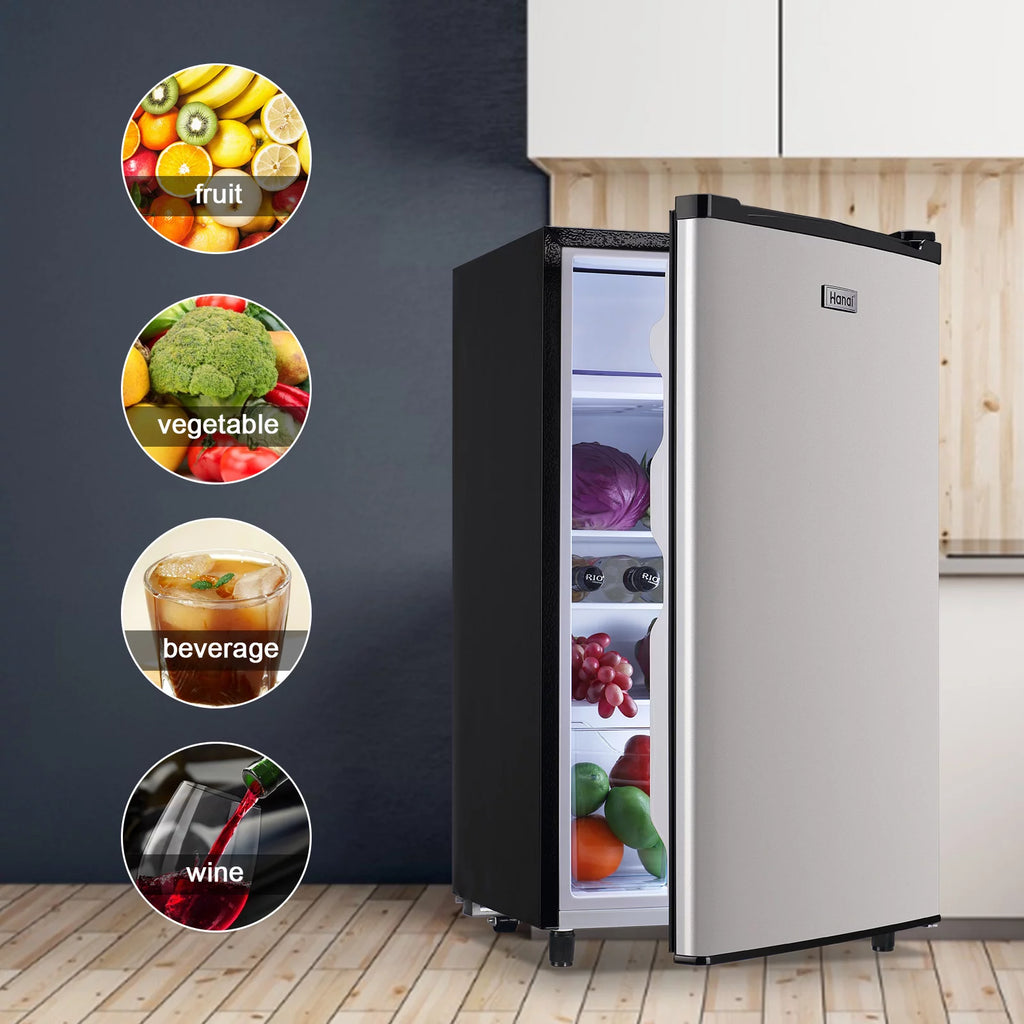 WANAI Mini Refrigerator 3.2 Cu.Ft Single Door, Black E553