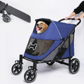 Dog Stroller for Large Dogs Up to 80 lbs One-Click Foldable Medium Dogs Pet Stroller with Access Ramp, Storage, Breathable Mesh Window and Safety Brake, Navy Blue