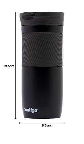 Contigo Byron Snapseal Travel Mug, Stainless Steel, 590ml, Black I34141