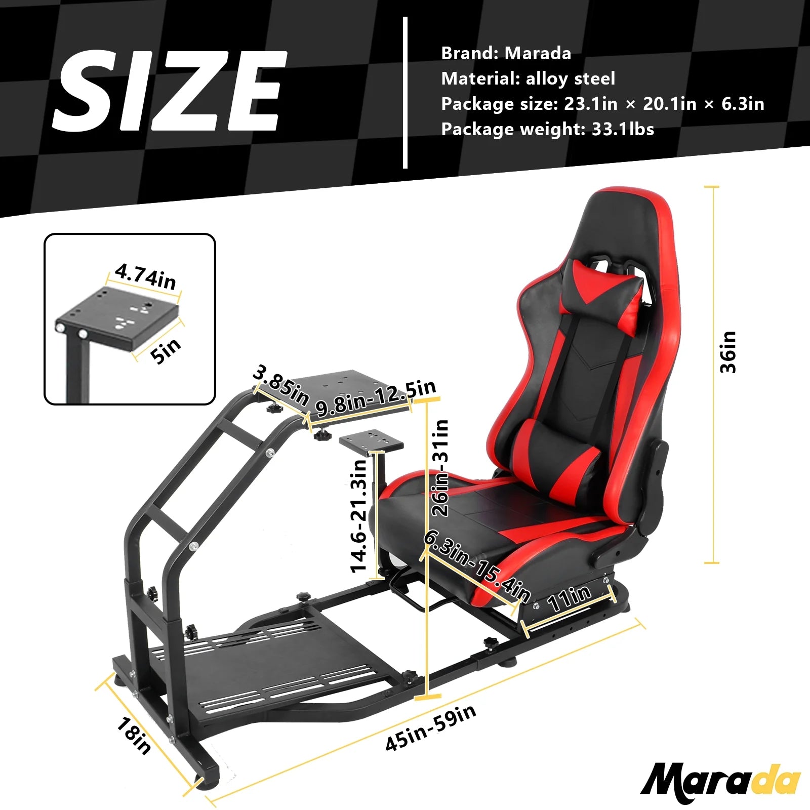 Marada G29 Racing Simulator Cockpit with Gaming Chair C83384
